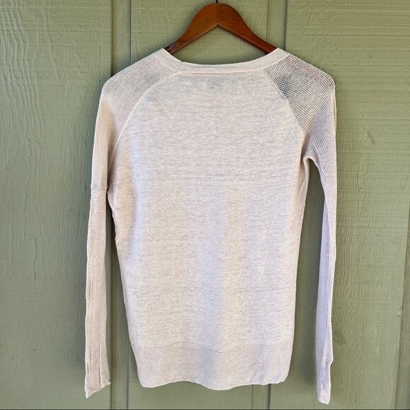 All Saints Beige Linen Knit Top Lightweight XS Side Slit Natural Fiber - Picture 8 of 9